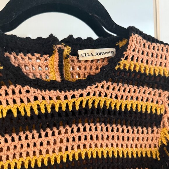 Ulla Johnson Amata Crochet Knit Sweater Top Size Small Color Pink Yellow - Picture 2 of 4